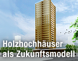 3D-generiertes Bild von einem Holzhochhaus