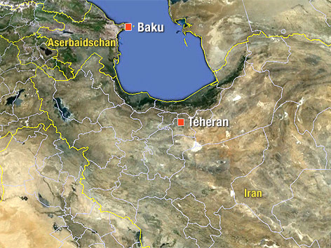 © Google Earth; ORF.at (Montage) Karte von Aserbaidschan und Iran