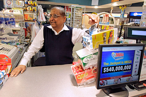 © AP/Darron Cummings Verkaufsstelle für das Lotteriespiel "Mega Millions in den USA