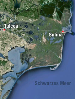 © ORF.at/Google Maps Karte von Rumänien mit den eingezeichneten Städten Tulcea und Sulina