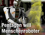Computergrafik eines menschlichen Roboters bei der Arbeit