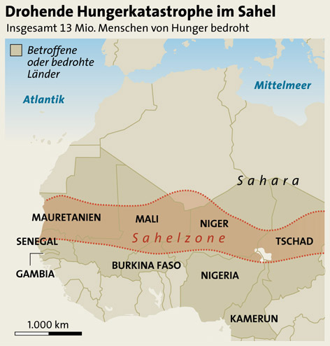 © APA Karte Nordwestafrika mit Sahelzone