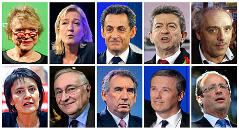 © AP Die zehn Kandidaten für die Wahl in Frankreich