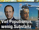 Wahlplakate von Hollande und Sarkozy