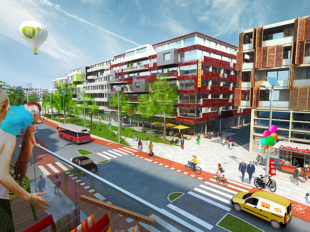 © schreinerkastler Rendering einer Wohnsiedlung