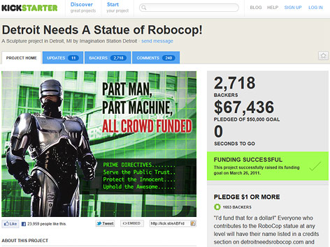 © Screenshot von kickstarter.com (Montage) Robocop auf einem Screenshot von kickstarter.com