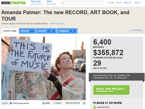 © Screenshot von kickstarter.com Amanda Palmer auf einem Screenshot von kickstarter.com