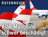Heckflossen mehrerer AUA-Flugzeuge