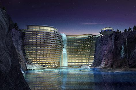© WS Atkins plc Zeichnung zu geplantem Songjiang Hotel in China