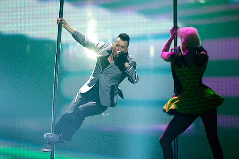 © Reuters/David Mdzinarishvili Trackshittaz bei der Performace im Halbfinale des Song Contest
