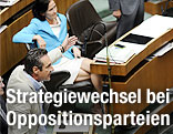 FPÖ-Chef Heinz Christian Strache, Grünen-Chefin Eva Glawischnig und BZÖ-Obmann Josef Bucher