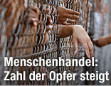 Hände greifen durch einen Zaun