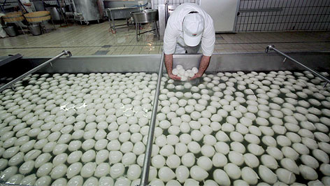 © APA/EPA/Cesare Abbate Herstellung von Mozzarella