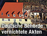Luftbild des durch eine Explosion zerstörten Hauses in Zwickau