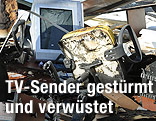 Zerst&ouml;rte B&uuml;ror&auml;ume des syrischen staatlichen TV-Senders