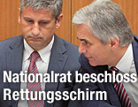 Bundeskanzler Faymann mit Vizekanzler Spindelegger und Finanzministerin Fekter