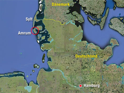 © Google Earth, ORF.at (Montage) Karte von Amrum und Umgebung