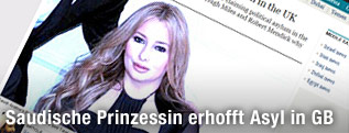 Screenshot des Online-Berichts von telegraph.co.uk mit einem Bild von Sara bint Talal bin Abdulaziz