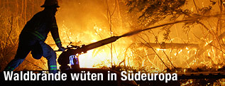 Feuerwehrmann mit L&ouml;schkanone