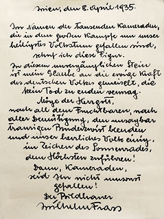 © APA/Bundesheer/Roman Icha Ein Schriftstück, gezeichnet vom Bildhauer Wilhelm Frass
