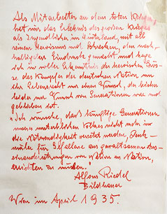 © APA/Bundesheer/Roman Icha Ein Schriftstück, gezeichnet von "Alfons Riedel, Bildhauer"