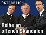 K&auml;rntens Landesrat Harald Dobernig, Landeshauptmann Gerhard Doerfler und  Landesparteiobmann und Landesrat Uwe Scheuch (alle FPK)