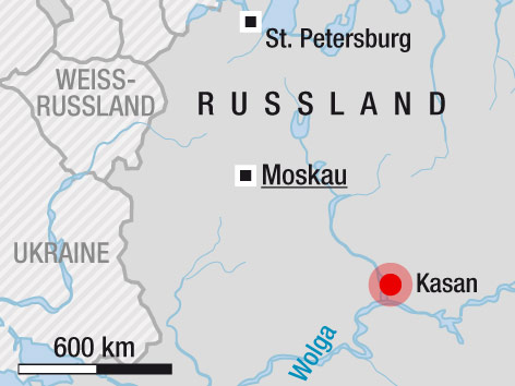 © APA/ORF.at Karte zeigt Russland und die Stadt Kasan