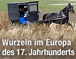 Ein Amisch-Paar unterwegs in einer Kutsche in Ohio