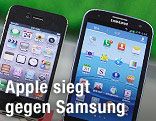 Samsung- und Apple-Smartphone nebeneinander