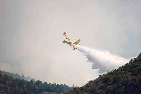 © APA/EPA/Angelo Biscardi Löschflugzeug über einem Waldbrand