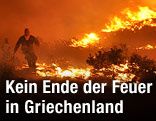 In Flammen stehender Wald auf der griechischen Insel Chios