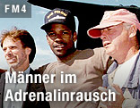 Regisseur Tony Scott mit Schauspieler Denzel Washington und Produzent Gerry Bruckheimer
