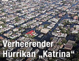 Überflutete Straßen in New Orleans nach dem Hurrikan Katrina, 2005