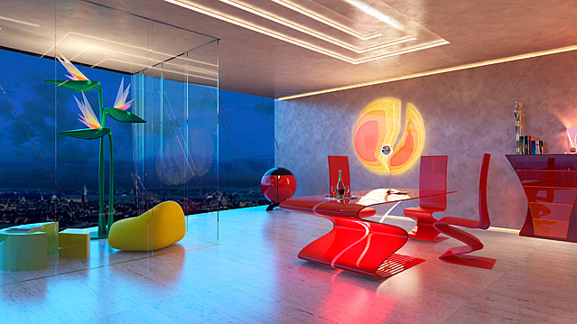 © Pierre Cardin Studio 3D-Innenansicht des Pierre Cardin Towers in Venedig
