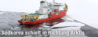 Ein südkoreanischer Eisbrecher im Eismeer