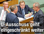 Die Abgeordneten Stefan Petzner, Walter Rosenkranz, Werner Amon und Peter Pilz im Rahmen einer Sitzung des Nationalrates