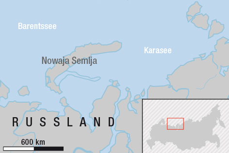 © APA; ORF.at Landkarte zeigt die russische Doppelinsel Nowaja Semlja