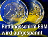Euro-M&uuml;nzen stehen auf EU-Stern