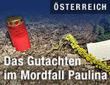 Grabkerze und Abschiedsbrief am Fundort der Leiche von Paulina