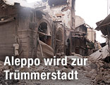 Zerstörte Häuser in der Altstadt von Aleppo