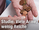 Geldmünzen auf der Handfläche
