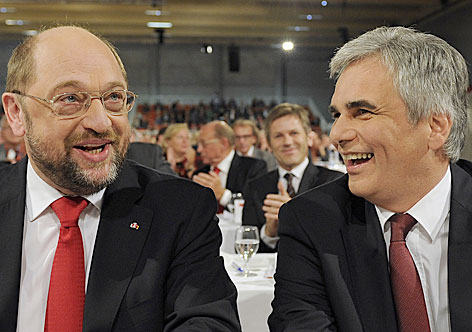 © APA/Andreas Pessenlehner Martin Schulz (SPD) mit Bundeskanzler Werdner Faymann