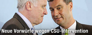 Bayerns damaliger Umweltminister Markus Soeder und Bayerns Ministerpraesident Horst Seehofer (CSU)