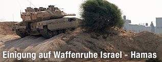 Israelischer Panzer an der Grenze zum Gazastreifen