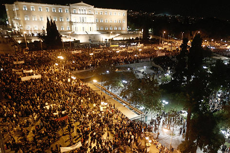 Demonstration vor Parlament in Athen