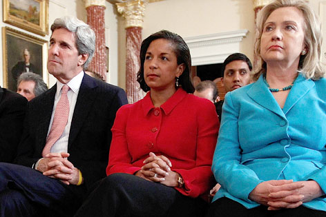 © AP/Charles Dharapak Hillary Clinton, John Kerry und Susan Rice