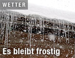 Eiszapfen an Dachrinne