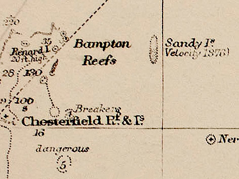 © Auckland Museum Alte Seekarte aus dem 19. Jahrhundert zeigt Sandy Island
