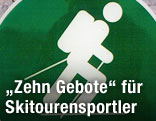 Hinweisschild für Skitourengeher