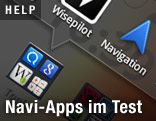 Auswahl an Apps für die Navigation auf einem Handydisplay